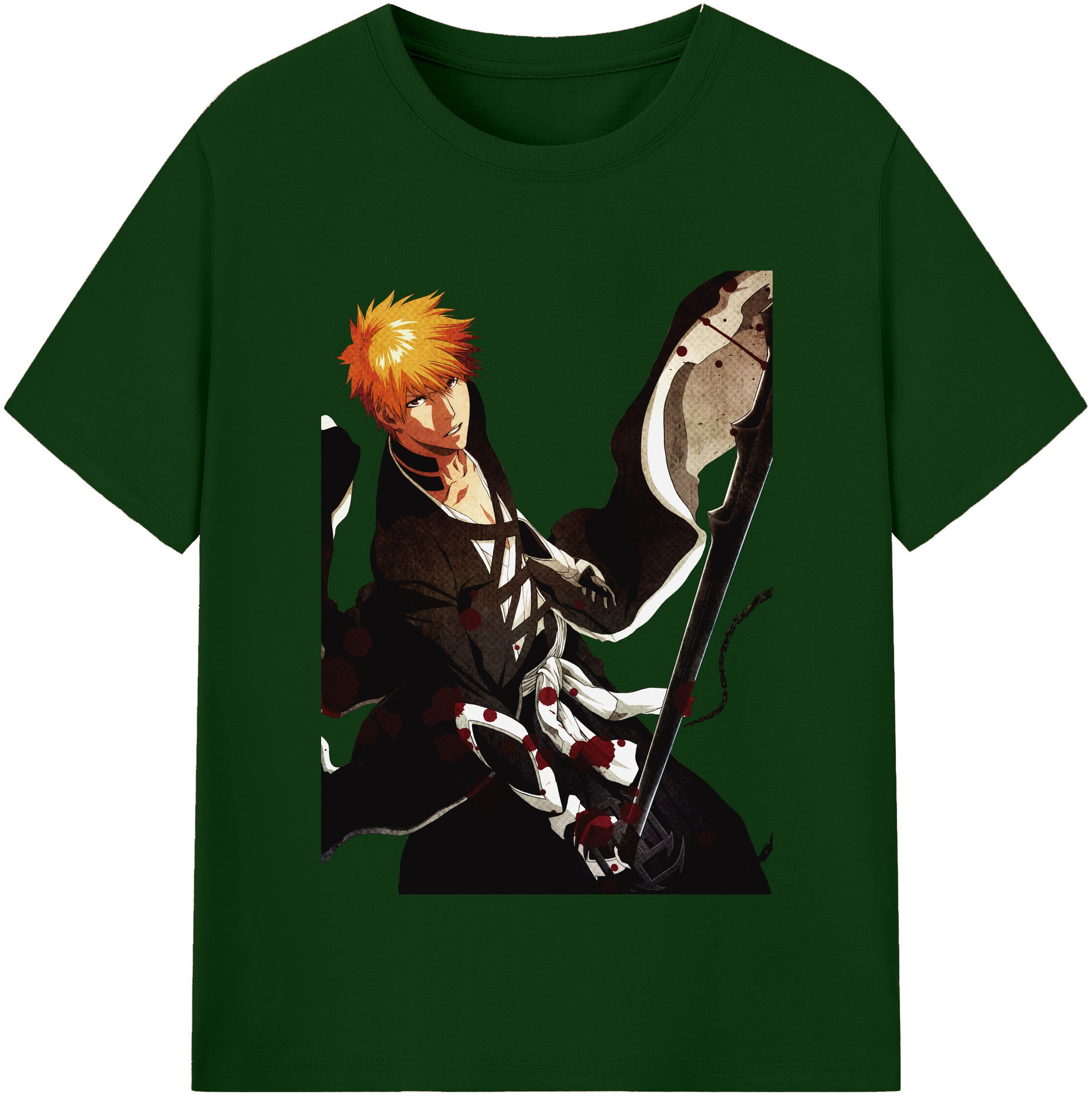 （画像用） ブリーチ 黒崎一護（くろさき いちご）BLEACH Kurosaki Ichigo 綿100％半袖Tシャツ（フロントプリント）